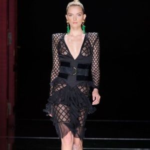 Balmain black corset belt